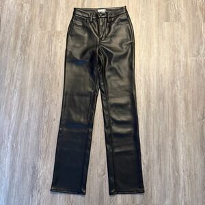 Good American Womens 0/25 Better Than Leather Good‎ Icon Black Pants